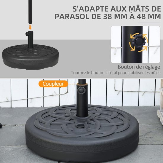 Vonroc Parasoltegels Bardolino - Vulbare Parasoltegels - 50x50cm - 4 Stuks Voor Zweefparasol