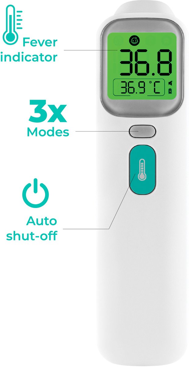 Infrarood Thermometer 2-1 Oor en Voorhoofd - Digitaal Scherm - Baby Modus - Koortsthermometer - Thermometers - Thermometer Oor - Voorhoofd Thermometer - Silvergear -Wit — cadeau in Cadeau-ideeën - foto 3