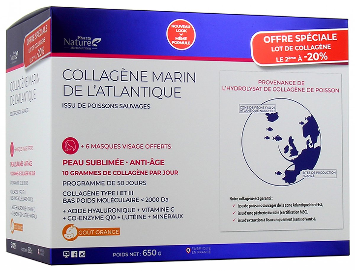 Pharm Nature Atlantic Marine Collageen Anti-veroudering Huid Sublimatie Set van 2 x 325 g