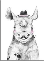 DesignClaud Neushoorn Kinderkamerposter Hoedje A3 + Fotolijst zwart