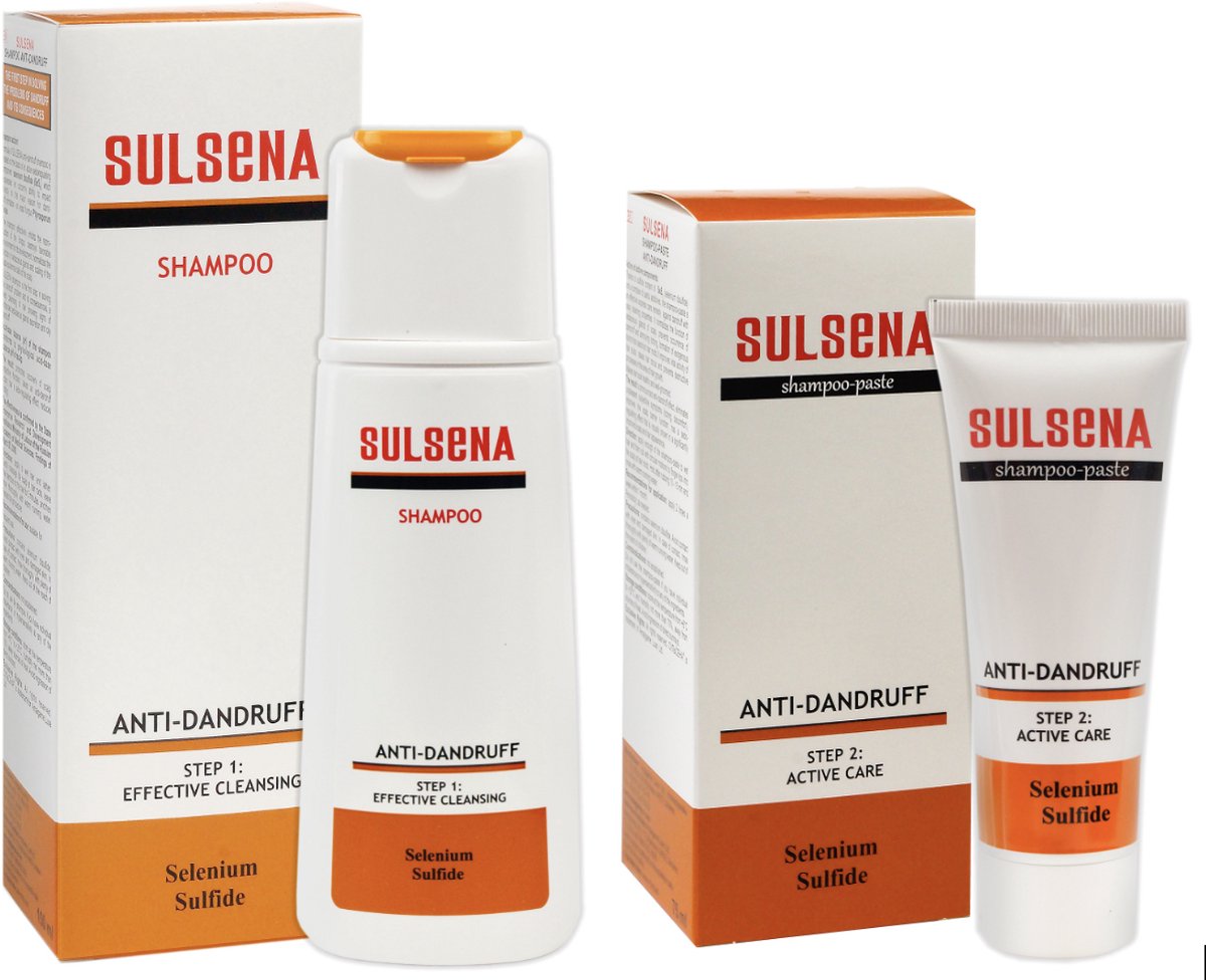 SULSENA SET DIEP REINIGENDE EFFECTIEVE ANTIROOS SHAMPOO met SELENIUMSULFIDE 150ml + SULSENA ANTIROOS CARE PASTA met 1% SELENIUMSULFIDE 75ml voor ELK Haartype voor MANNEN en VROUWEN 225ml