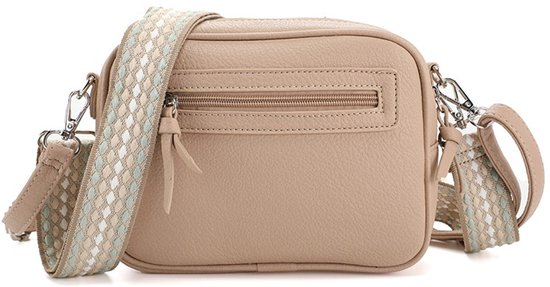 PANASIAM Schoudertas dames en heren, grote & lichte katoenen tas, crossbodytas met ritssluiting en binnenvak, duurzame uniseks schoudertas, Ecru L