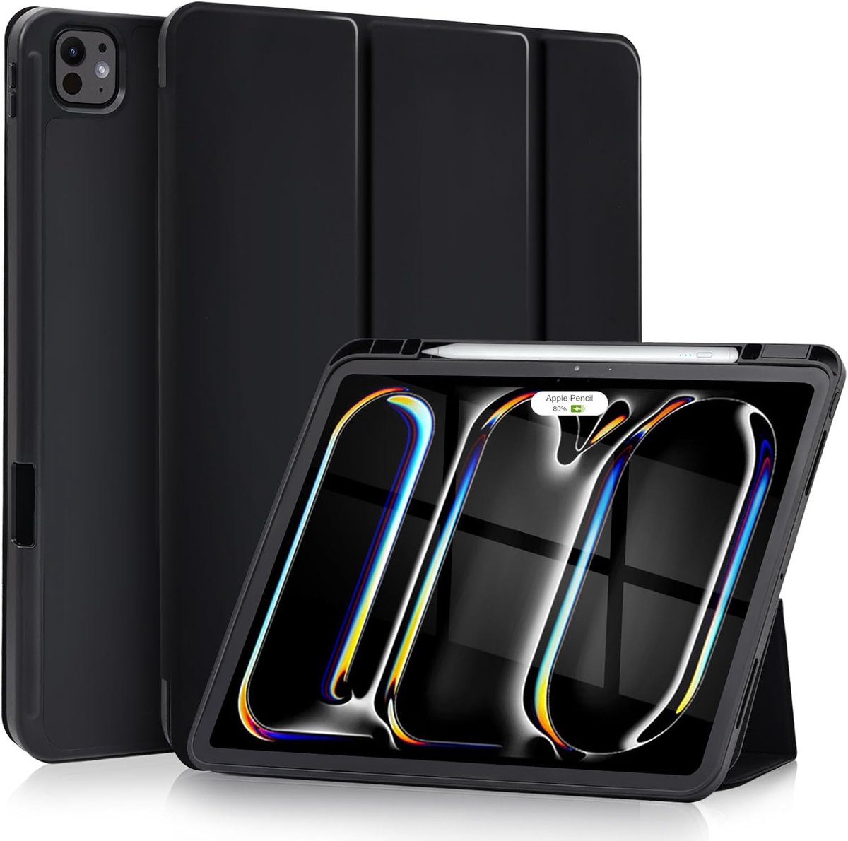Smart Cover met Tri-Fold Stand – Met Pencil Houder – Auto Wake/Sleep – TPU Backcase – Hoes geschikt voor: Apple iPad Pro 13 2024 - 13 Inch - 7e generatie (M4) (zwart)