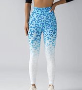Colourful Leopard Legging - Maat L - Blauw - Blue - Gymkleding - Sportkleding - Sportlegging - Fitness kleding - Fitness legging - Yogakleding - Yogalegging