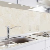Keuken achterwand zelfklevend - Spatscherm keuken - Spatwand fornuis - Muurbeschermer - Verstevigde PET folie - 0,37 mm - Mat - Marmer beige - 220 cm x 60 cm