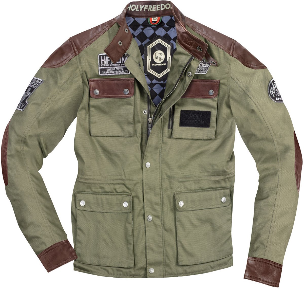 HolyFreedom Quattro Waxed Evo Groen Bruin Textiele Motorjas - Jas