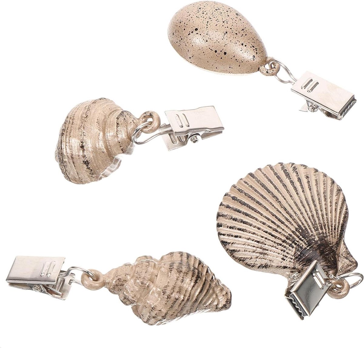 Image of 4 stuks tafelkleed-hangerclip compact tafelgewichten schelpen picknicktafelhoezen clips gordijnen geschilderd zinklegering accessoires