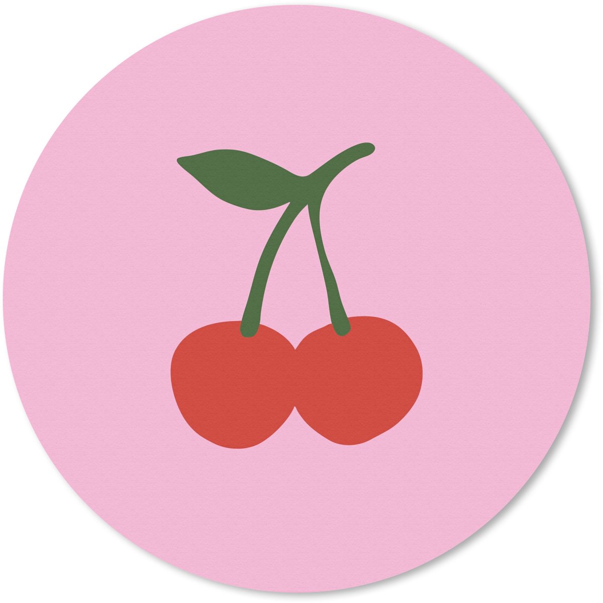 Muismat rond 40x40 cm - Mousepad Kersen - Roze - Illustratie - Ronde muismatten