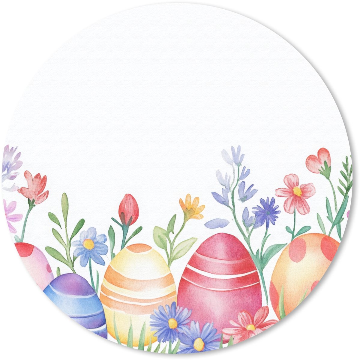 Muismat rond 20x20 cm - Mousepad Bloementuin - Kleurrijk - Eieren - Ronde muismatten