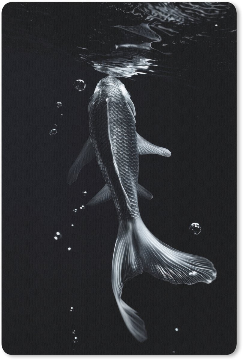 Muismat 18x27 cm - Mousepad Koi - Vissen - Water - Zwart - Muismatten