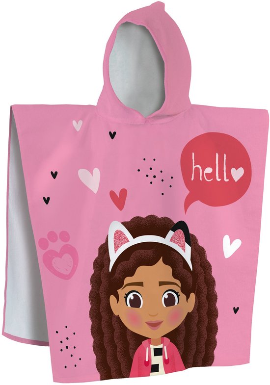 Gabby ET LA Magical Maison Duo Badcape voor kinderen, 100% katoen, Oeko-Tex, 60 x 120 cm, bedrukt voor meisjes, roze, Roze, 60x120cm