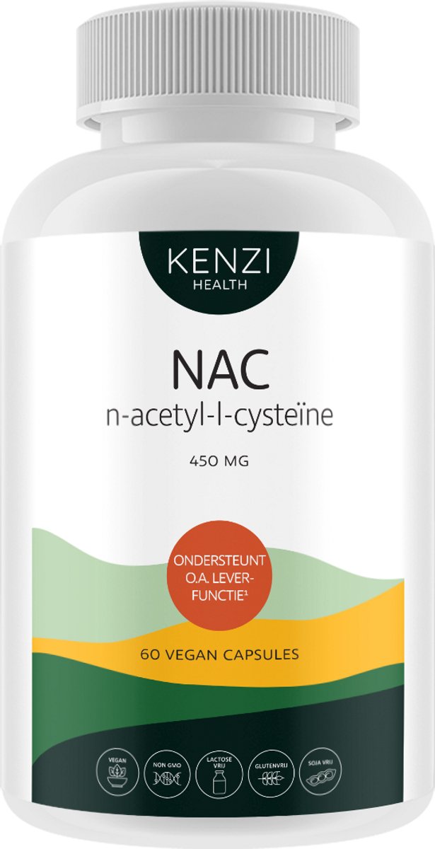 N-acetyl-L-cysteïne (NAC) met Choline en Biotine (Kenzi) 60 Vcaps
