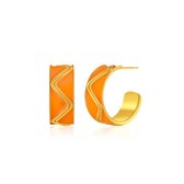 Maxima Oorbellen - Oranje / Goud | 2,5 x 2 cm | Stainless Steel | Fashion Favorite