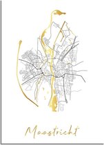 DesignClaud CUSTOM MADE: Plattegrond Stad Dorp naar keuze - Goudfolie / Zilverfolie / Koperfolie A2 + Fotolijst wit