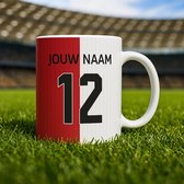 Rotterdam Voetbal Mok - Gepersonaliseerd met naam en nummer - 325ml - Voetbal cadeau Mokken - Voetbal shirt op mok - koffiemok - koffie mok