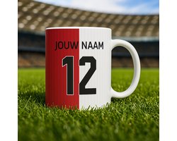 Rotterdam Voetbal Mok - Gepersonaliseerd met naam en nummer - 325ml - Voetbal cadeau Mokken - Voetbal shirt op mok - koffiemok - koffie mok