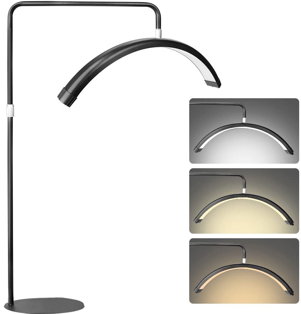 iBright LED Moon Light - Behandellamp met wielen - 360° Rotatie - Salonlamp - Moonlight - Behandel lamp - Incl. smartphonehouder - Beauty - Tattoo - Massage - Nagelstyliste - Make-up - Zwart