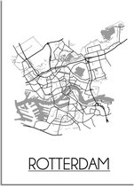 DesignClaud Rotterdam Plattegrond poster A3 + Fotolijst zwart