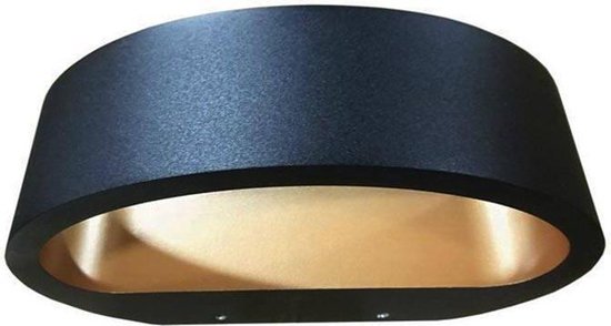 Sharp Wandlamp LED zwart/goud 2700k 830lm IP54 - Modern - Artdelight