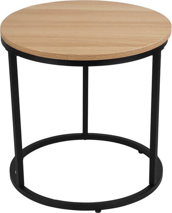 Tables basses GDRN , Set de 2 – Chêne clair – Rondes – 60 x 45 et 40 x 40 cm – Tables d'appoint modernes – Ensemble de tables en bois