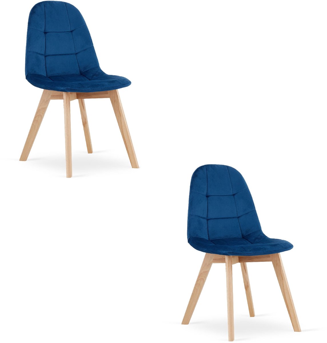 BORA Velvet Design Stoelen – Set van 2 – Marineblauw Fluweel – Scandinavisch Design – Beukenhouten Poten – Modern & Ergonomisch