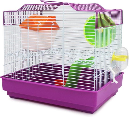 BPS BPS-1342 Kooi voor hamsters, met voederbak, wiel, speciale kleur, 35 x 26 x 46 cm