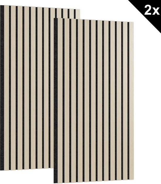 Panneaux acoustiques NAIZY 2 pièces 120x60 cm panneaux muraux panneaux en bois isolation acoustique murale avec placage aspect bois Panneau acoustique panneaux muraux panneaux d'isolation acoustique mur à lattes, Wit