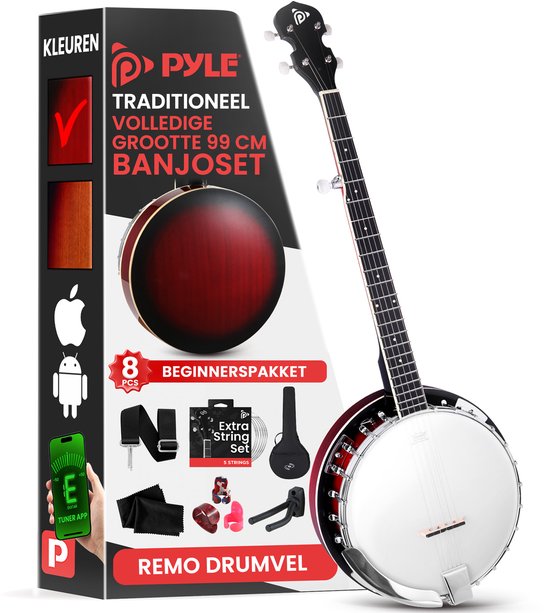Pyle 5-snarige banjo – starterkit voor beginners