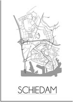 DesignClaud Schiedam Plattegrond poster  - A3 + Fotolijst zwart (29,7x42cm)
