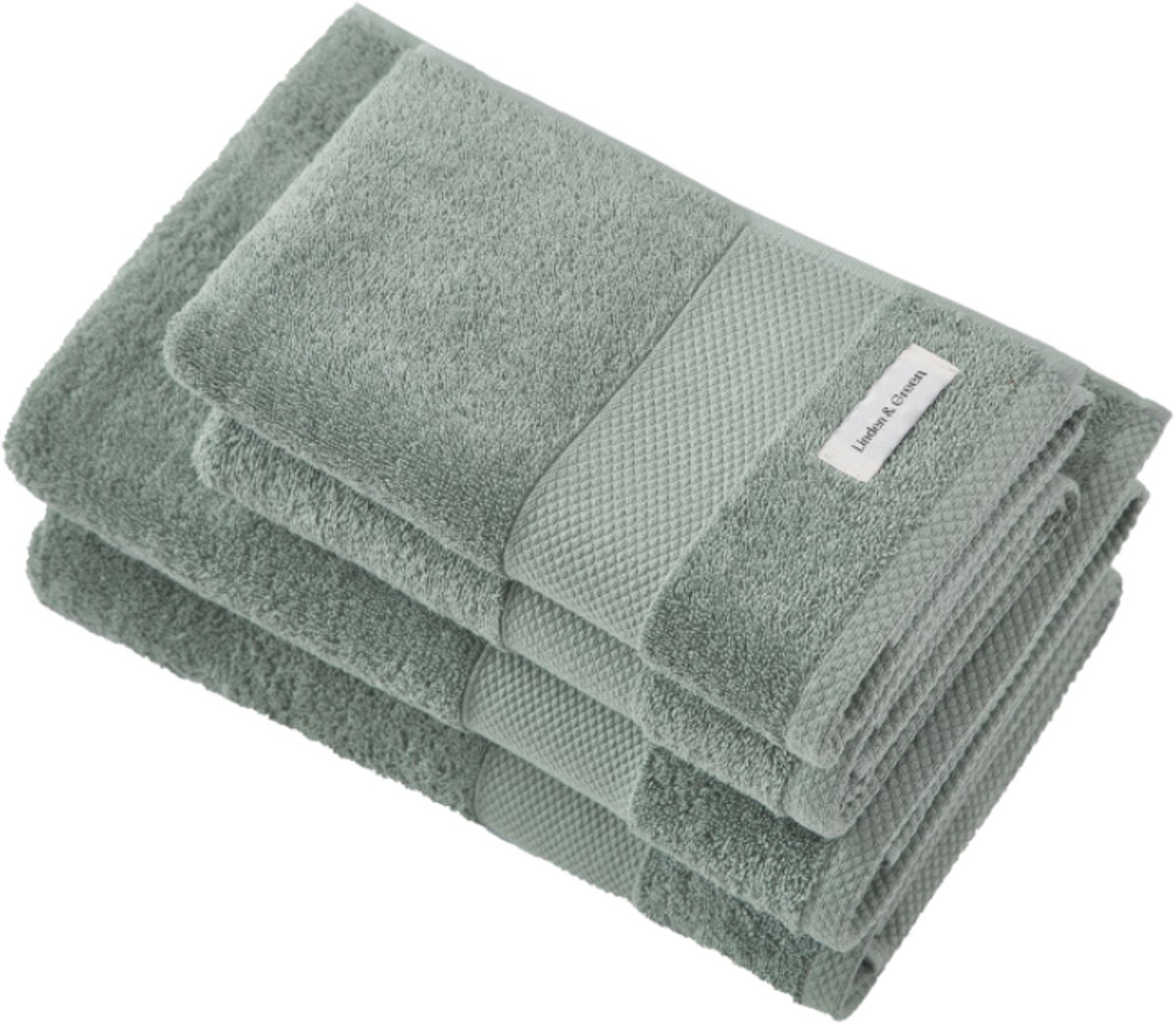 L&G - Badhanddoeken Set - 4 delig - 2 Handdoeken 50x100 cm & 2 Badhanddoeken 70x140 cm - 100% Katoen - Towel - Vintage Green