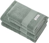PandaHome - Set de Serviettes de Bain - 4 Pièces - 2 Handdoeken 50x100 cm & 2 Serviettes de Bain 70x140 cm - 100% Katoen - Vert Olive