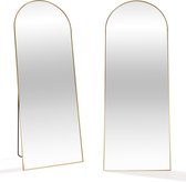 SensaHome Passpiegel - Minimalistische Design Wandspiegel - Staande Spiegel met Metalen Rand - Goud - Modern - Kleedkamer Spiegel - 160x60CM