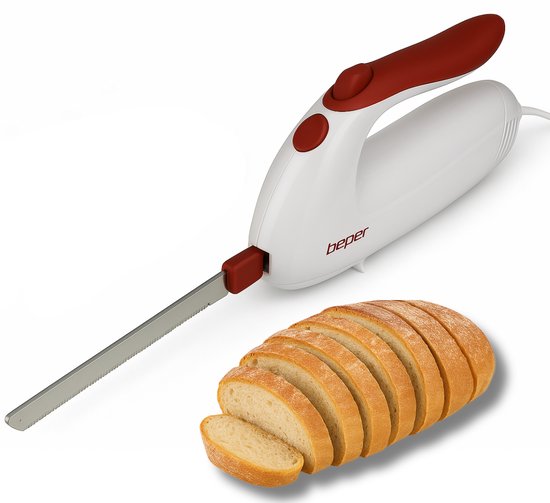 Beper BP.790- Elektrisch Mes - Elektrisch Broodmes - Vlees - Groente - Fruit - Broodsnijder - Vaatwasserbestendige messen - Wit