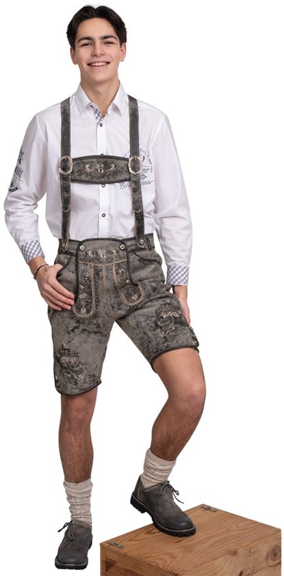 Ezuwail Oktoberfest kostuum voor heren, mannelijk Beiers kostuum, set lederhose, klederdrachtbroek, outfit, volwassenen, Halloween-kostuums voor bierfeest, volksfeest, carnaval