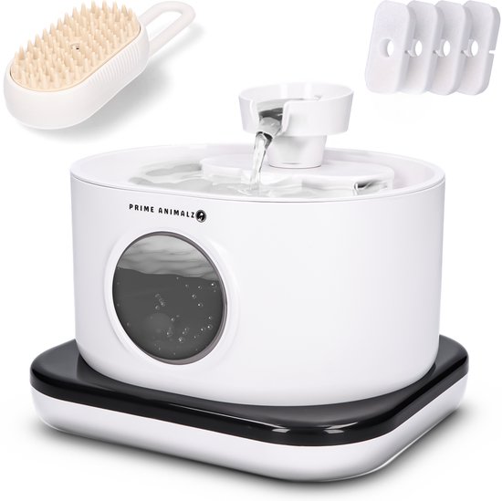 Prime Animalz Drinkfontein Kat - Drinkfontijn - Kattenfontein - Dieren Drinkbak - Drinkfontijn Katten - Waterfontijn - Waterfontein voor Katten en Honden - Kattenfontijn - Draadloos met Sensor - 2.8L - Wit