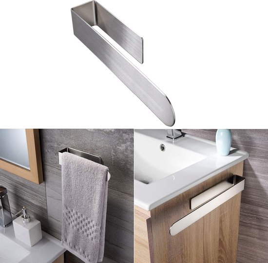 Roestvrij Stalen Handdoekhouder-XINGLO-Handdoekstang Zonder Boren, Gastendoekhouder zelfklevend, Badhanddoekhouder lijm, Van Geborsteld Roestvrij Staal, 40 cm (zilver