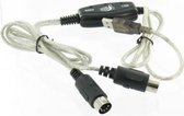 USB naar 2x DIN 5-pins MIDI input en MIDI output kabel - 1,8 meter