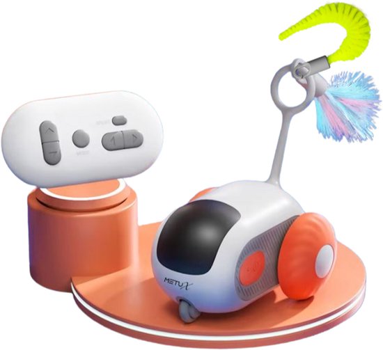 MetuX® - Interactief Auto Kattenspeeltjes - Zelfrijdende Auto voor Kat - kattenspeelgoed - kattenspeeltjes - Katten Speelgoed – kattenspeelgoed intelligentie – interactief kattenspeelgoed – kattenspeelgoed elektrisch - Oranje