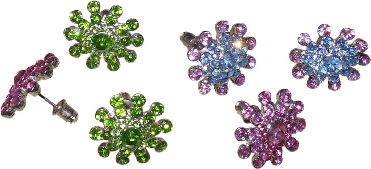 Oorbellen met strass set van 3 stuks.