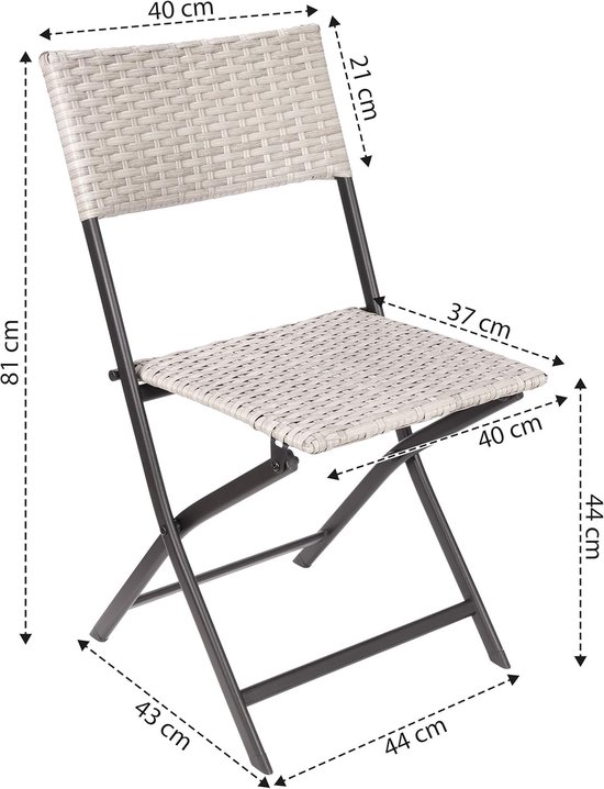 BRUBAKER Campingstuhl Toskana - Polyrattan Klappstuhl wetterfest und robust (Balkonstuhl klappbar, 1 St), Camping Stuhl für Garten Balkon Terrasse - Gartenstuhl - Grau Braun