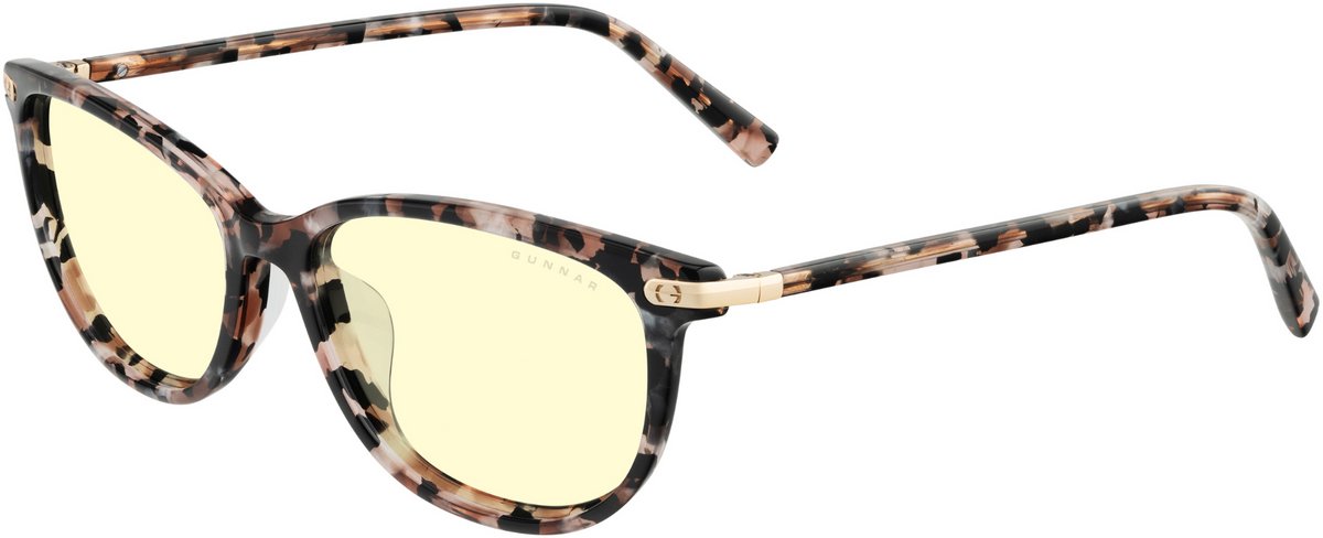 GUNNAR - INGRID Gaming Bril - Computerbril - Blauw Licht Bril - Blue Light Glasses 0.2 Sterkte - Pink/Flower - Amber