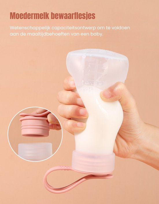 Mommy&Co - 2 Stuks - Siliconen Moedermelk Bewaarzakjes - BPA vrij - Lek vrij - Babyvoeding - Borstvoeding - Herbruikbaar - Bewaarbakjes - Steriliseerbaar - 240ml van Mommy&Co — afbeelding 3