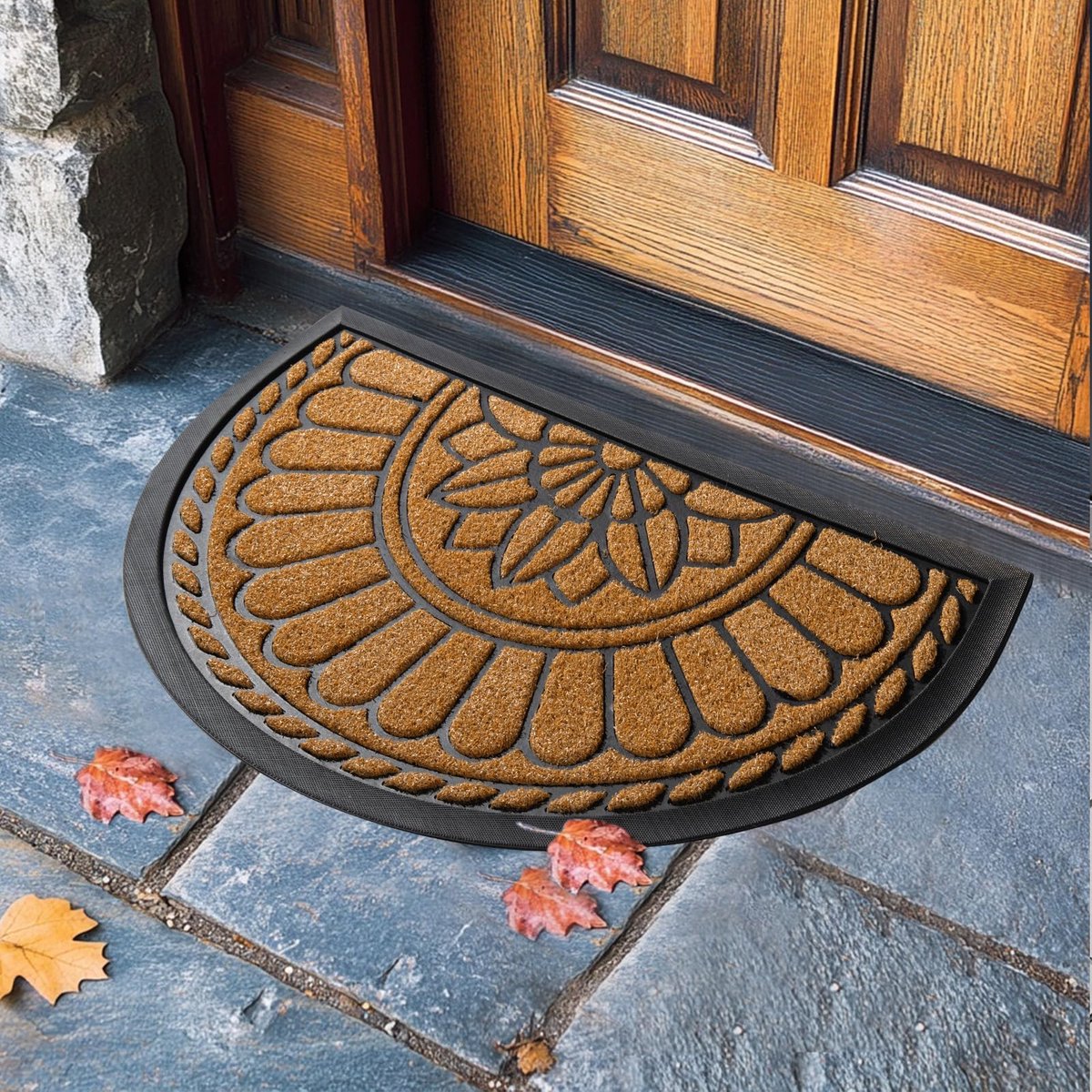 Unyqoos ® Veilige en Halfronde Antislip Deurmat voor Binnen en Buiten bruin