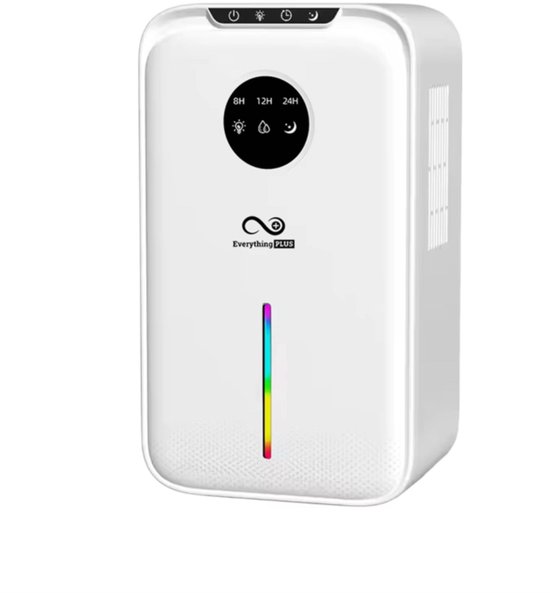 EverythingPlus® Luchtontvochtiger - Ontvochtiger - Dehumidifier - Ontvochtiger huis - Luchtontvochtiger slaapkamer - Ontvochtigt tot 1.2 L per dag - Extra stil - Capaciteit van 2.5L- Wit