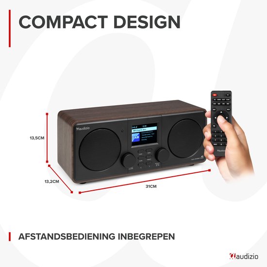 Internetradio - Audizio Foza digitale radio met Bluetooth - DAB radio en FM radio in één - Houtlook