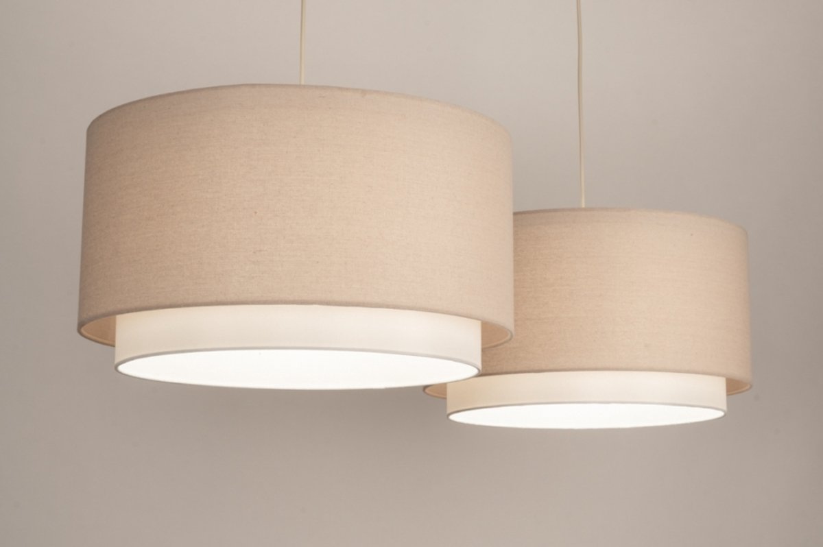 Lumidora Hanglamp 31558 - BERLIN - 2 Lichts - E27 - Beige - Zand - Metaal