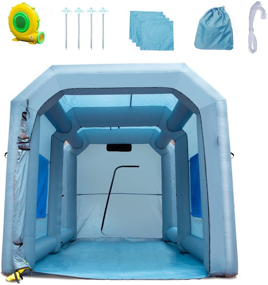Opblaasbare Spuitcabine, 396x305x274cm, voor Het Spuiten Van Auto'S, Uitgerust Met Filter En 950w Blower, Professionele Verfuitrusting van Merkloos — afbeelding 3