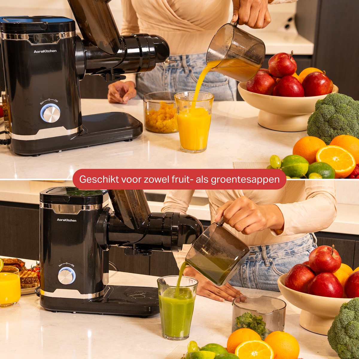 AoraKitchen Slowjuicer - Omkeerfunctie, 90% sapopbrengst thumbnail 6