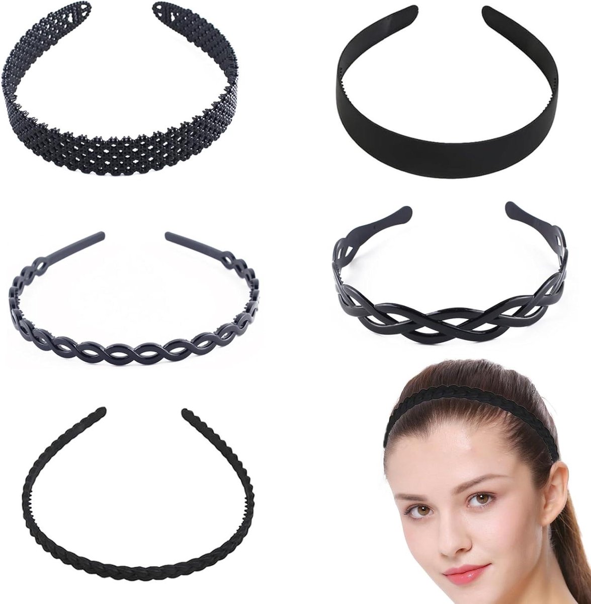 Stuks Metalen Hoofdband Zwart - Unisex Haarband Veer Golf Haarband Haarband Voor Mannen Unisex Sport Mode Haarband - Accessoires voor Vrouwen - Trendy Haarbanden