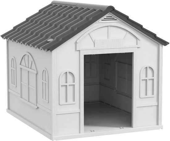 Stemily Hondenhok - Buitenhok - Voor Middelgrootte Honden - Weerbestendig - Ventilerend - Regen Afvoerend - 65×75×63 cm